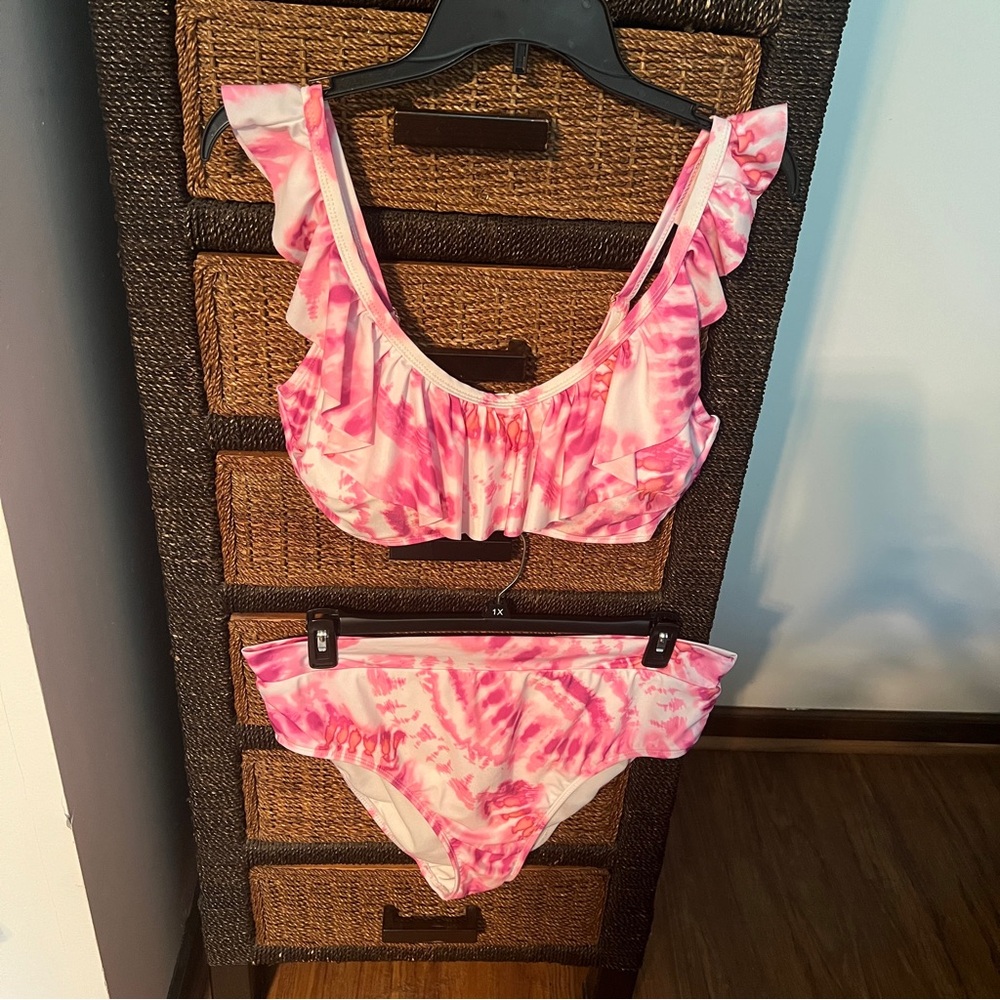 Plus Size 2 Piece Tie Dye Swimsuit
